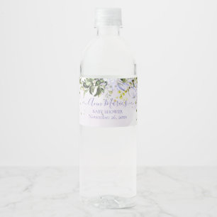 Etiqueta Para Botella De Agua PixDezines Watercolor Dusty Morado Eucalipto