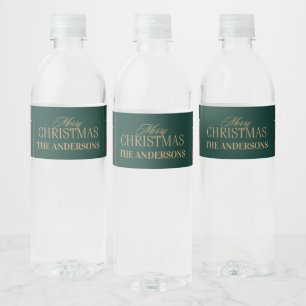 Etiqueta Para Botella De Agua Plaid de Navidad personalizado Tartán navideño