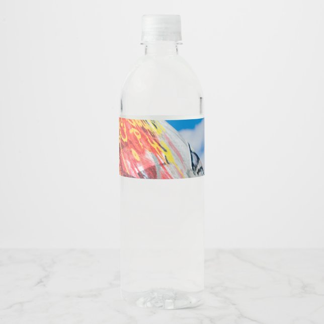 Etiqueta Para Botella De Agua planeta graffiti (Anverso)