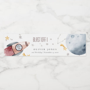 Etiqueta Para Botella De Agua Planetas estelares en el espacio exterior lindo Cu