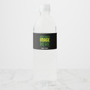 ETIQUETA PARA BOTELLA DE AGUA PLANTILLA DE TEXTO DE IMAGEN NEGRA SIMPLE EDITABLE