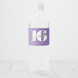 Etiqueta Para Botella De Agua Plata y moderno, dulce 16