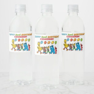 Etiqueta Para Botella De Agua Plaza Sésamo Globos de cumpleaños