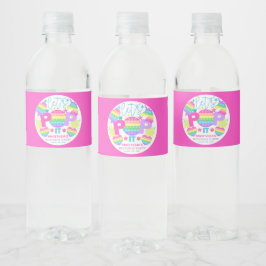 Etiqueta Para Botella De Agua Pop It Birday Party Personalized Pink