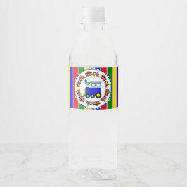 Etiqueta Para Botella De Agua Primer Colores Choo Choo Train Baby Shower Cumplea