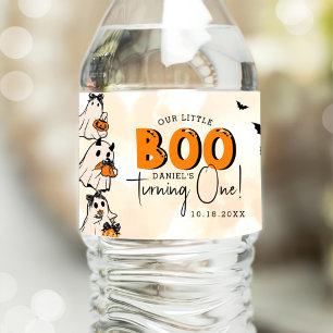 Etiqueta Para Botella De Agua Primer cumpleaños de Little Boo Halloween