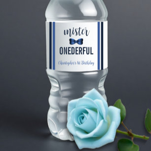 Etiqueta Para Botella De Agua Primer cumpleaños de Mister OneMaravilloso Bow Tie