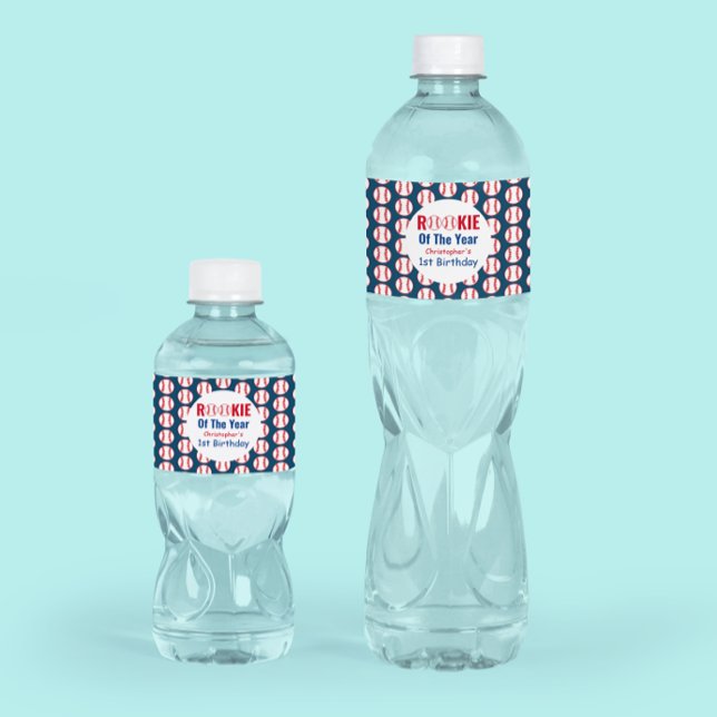 Etiqueta Para Botella De Agua Primer cumpleaños de Rookie Baseball (Subido por el creador)