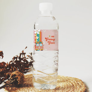 Etiqueta Para Botella De Agua Primer cumpleaños del arco iris retro de un año gr