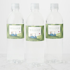 Etiqueta Para Botella De Agua Primer cumpleaños del patrón de Argyle Par Tee Gol