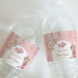 Etiqueta Para Botella De Agua Primer rodeo del Boho rosado, primer cumpleaños