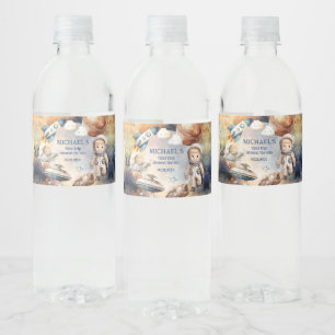 Etiqueta Para Botella De Agua Primer Viaje De La Fiesta Del Cumpleaños Espacial