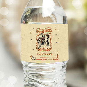 Etiqueta Para Botella De Agua Primera fiesta de cumpleaños de Rodeo-Oeste de Cow