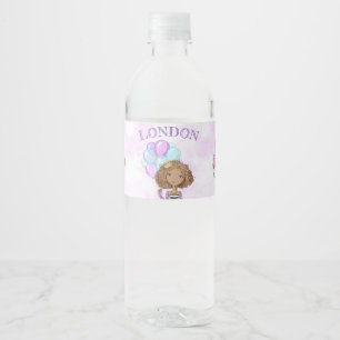 Etiqueta Para Botella De Agua Princesa Cumpleañera Afroamericana Lavanda