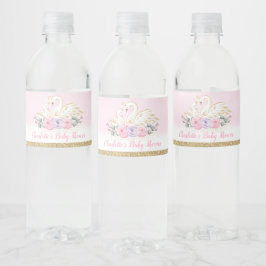 Etiqueta Para Botella De Agua Princesa de cisne morada rosa Baby Shower Favor