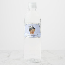 Etiqueta Para Botella De Agua Príncipe bebé afroamericano diamantes azul