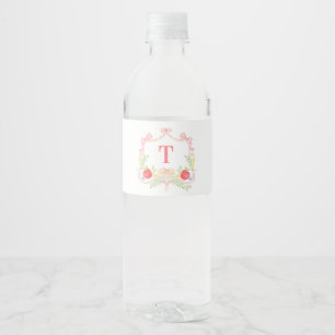 Etiqueta Para Botella De Agua Profesor Personalizado Cresta de Monograma de Au