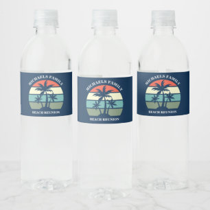 Etiqueta Para Botella De Agua Puesta de sol de palmera tropical personalizada fi