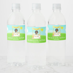 Etiqueta Para Botella De Agua Puesto De Limonada Cumpleaños Niña De Piel Oscura