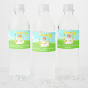 Etiqueta Para Botella De Agua Puesto de Limonada Cumpleaños Niño Pelo Rojo