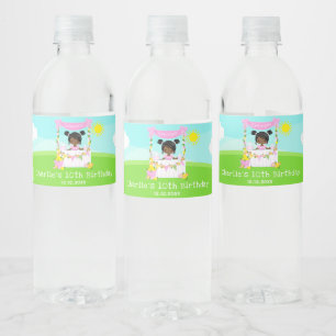 Etiqueta Para Botella De Agua Puesto de Limonada Rosa Cumpleaños Niña de Piel Os