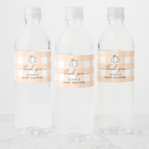Etiqueta Para Botella De Agua Pumpkin Peach Gingham Gracias Por Favorecer Botell