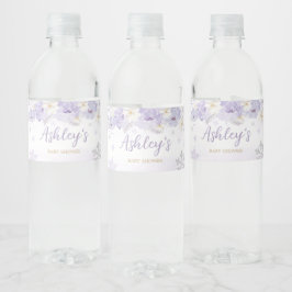 Etiqueta Para Botella De Agua Purple A Little Snowflake Baby Shower