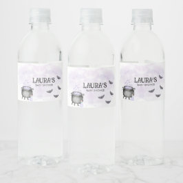 Etiqueta Para Botella De Agua Purple Baby is Brewing Halloween Baby Shower