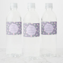 Etiqueta Para Botella De Agua Purple Floral Birthday