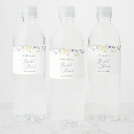 Etiqueta Para Botella De Agua Purple Flowers, Yellow Flowers, Bridal Shower