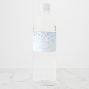 Etiqueta Para Botella De Agua Purpurina azul del bebé suave