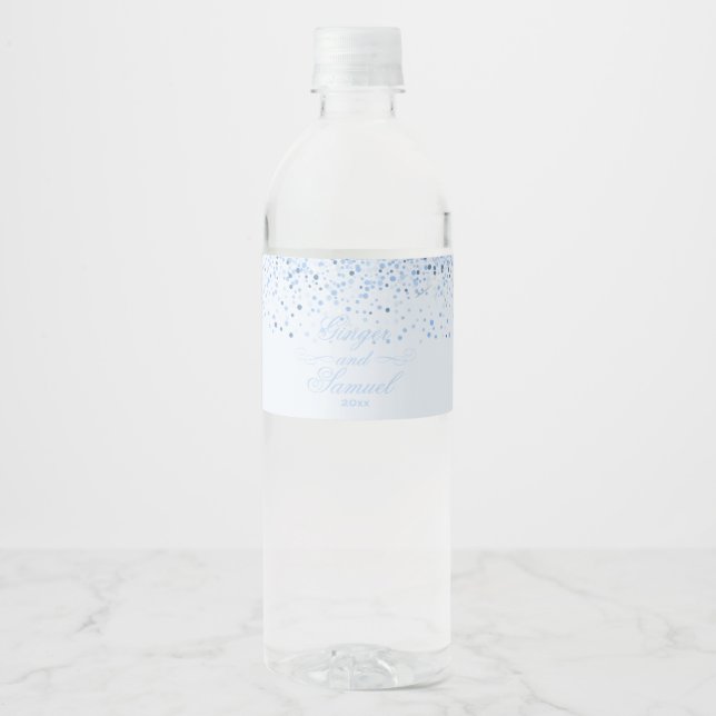 Etiqueta Para Botella De Agua Purpurina azul del bebé suave (Anverso)