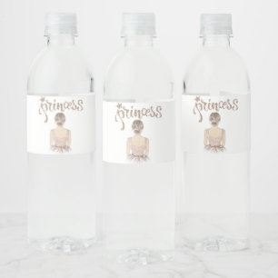 Etiqueta Para Botella De Agua Purpurina de cumpleaños de Luxury Princess