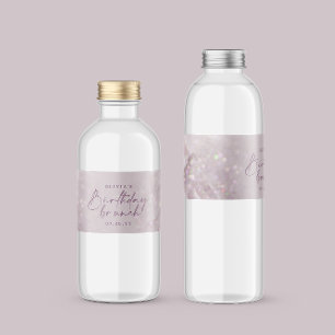 Etiqueta Para Botella De Agua Purpurina púrpura Lilac moda de brunch de cumpleañ