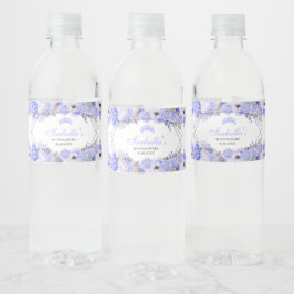 Etiqueta Para Botella De Agua Quinceanera de flor azul de perwinkle