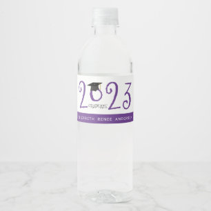 Etiqueta Para Botella De Agua Quirky text, 2017 Graduate in Purple and White