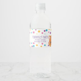 Etiqueta Para Botella De Agua Rainbow Confetti fiesta de cumpleaños para gatos k