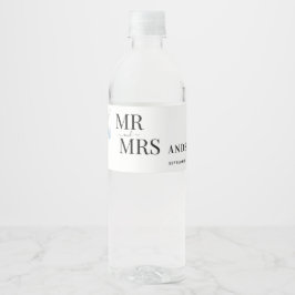 Etiqueta Para Botella De Agua ramo de flores de acuarela azules polvorientos rús