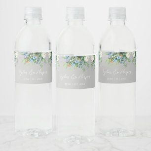 Etiqueta Para Botella De Agua Ramo Floral de Suculentas Acuarela para Boda Boho