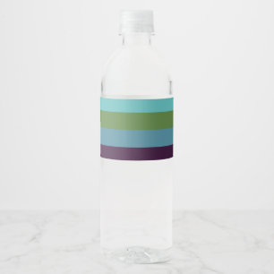Etiqueta Para Botella De Agua Rayas de armonía costera
