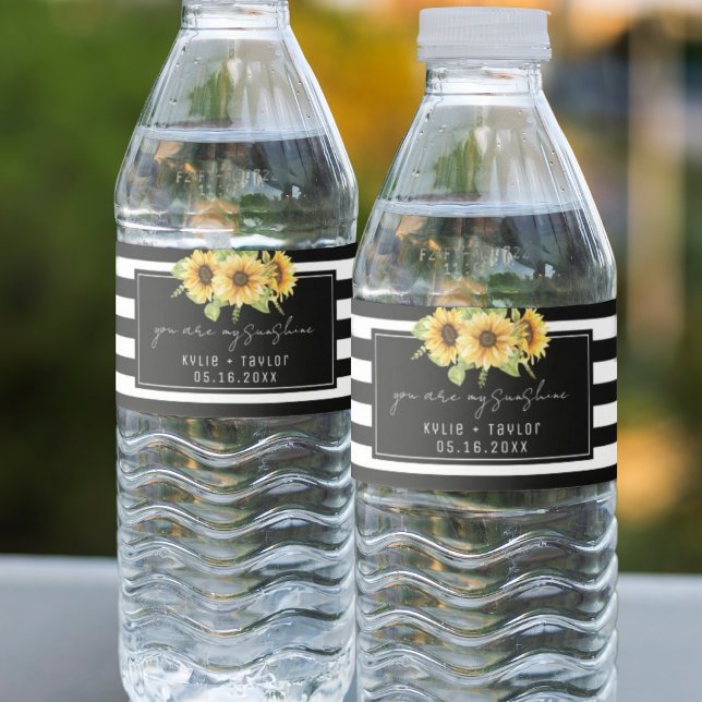 Etiqueta Para Botella De Agua Rayo blanco negro girasol Eres mi brillo solar (Subido por el creador)