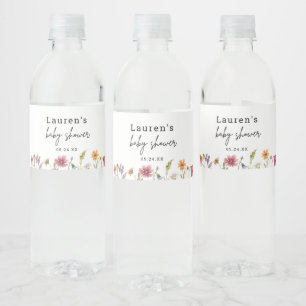Etiqueta Para Botella De Agua Recuerdos para Baby Shower Little Wildflower