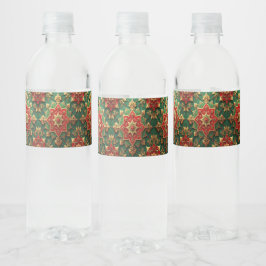 Etiqueta Para Botella De Agua Red Green Decorative Holiday