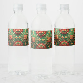 Etiqueta Para Botella De Agua Red Green Decorative Holiday