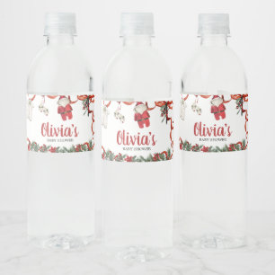 Etiqueta Para Botella De Agua Red Santa Navidades Baby Shower