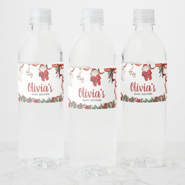 Etiqueta Para Botella De Agua Red Santa Navidades Baby Shower (Botellas)