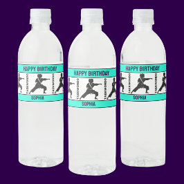 Etiqueta Para Botella De Agua Regalo de cumpleaños de Taekwondo, jugador Chica d