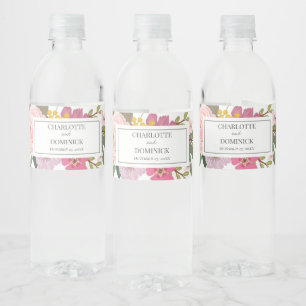 Etiqueta Para Botella De Agua Regalos de boda de jardín floral rosa moderno de p