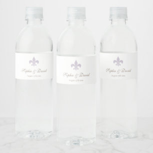 Etiqueta Para Botella De Agua Regencia francesa Purple Fleur de Lis Boda