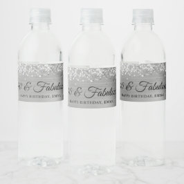 Etiqueta Para Botella De Agua Relieve metalizado gris plateado Purpurinoso 40 y 